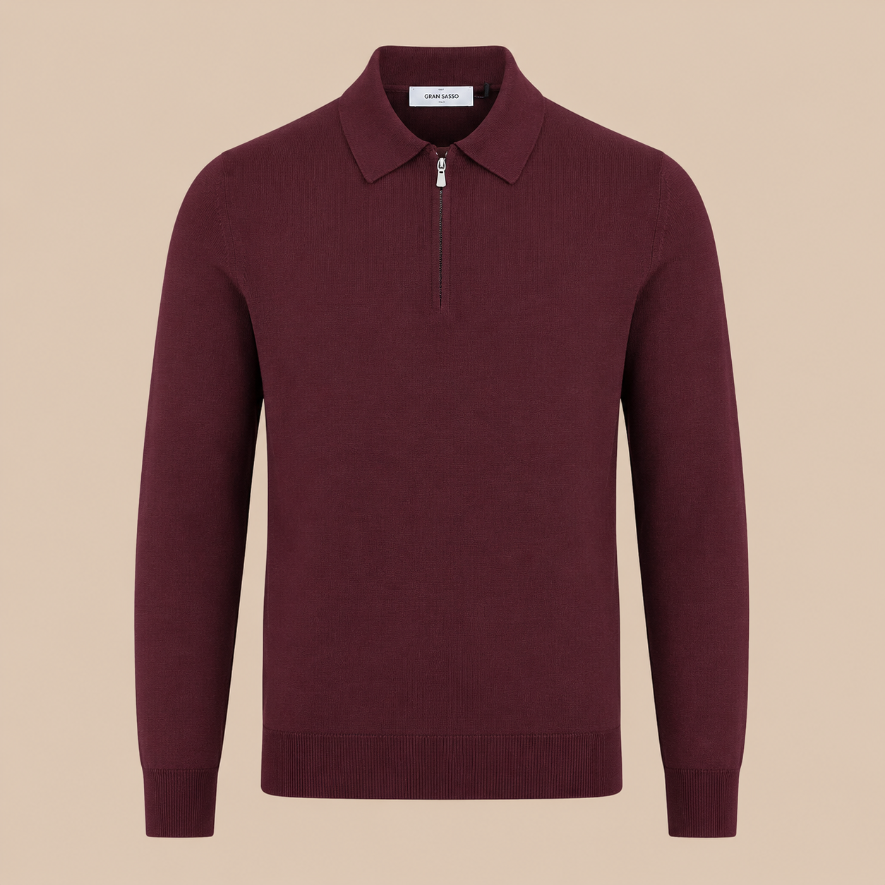 Gran Sasso Zip Merino Knitwear Polo- Burgundy