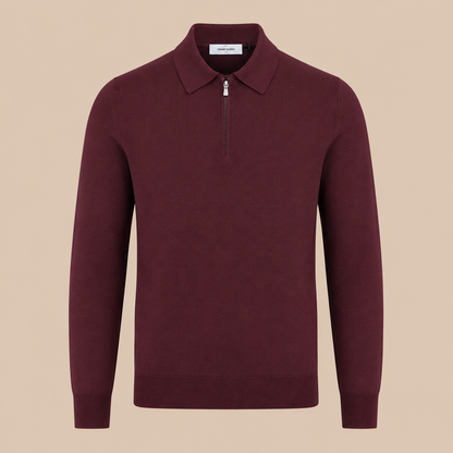 Gran Sasso Zip Merino Knitwear Polo- Burgundy