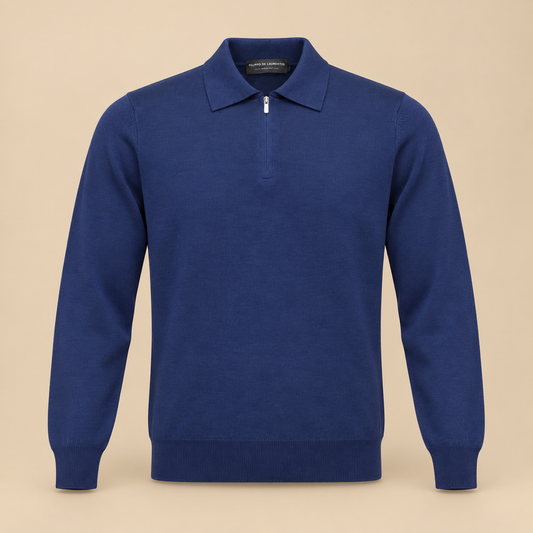 FILIPPO DE LAURENTIIS Zip Polo - Mid Blue