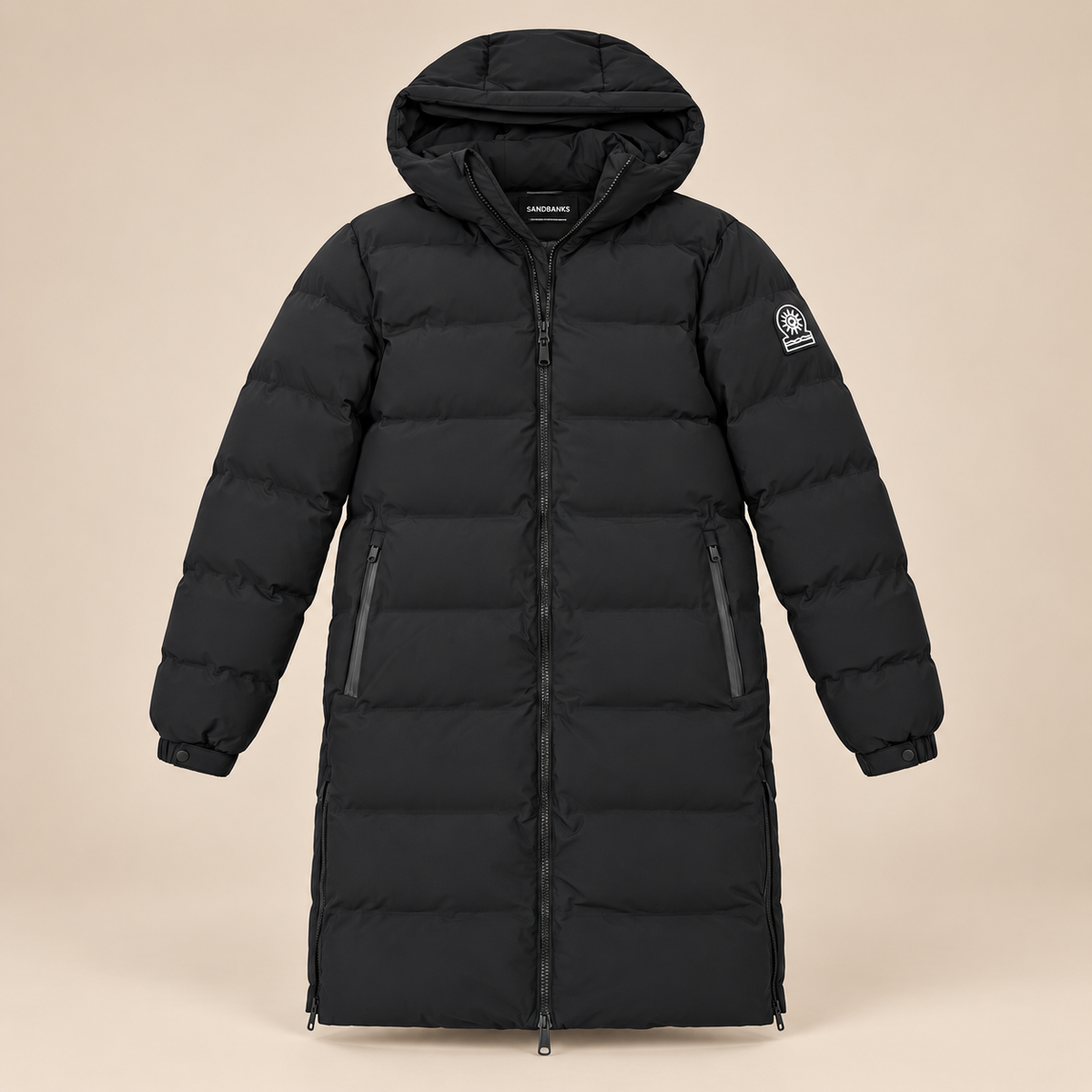 SANDBANKS TECHNICAL WATERPROOF LONG PUFFER COAT -Navy.