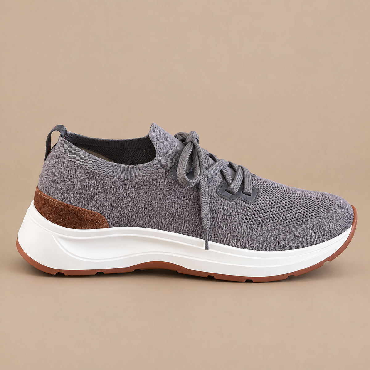 GRAN SASSO SCARPE Knit Sneaker - Grey.