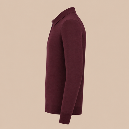 Gran Sasso Zip Merino Knitwear Polo- Burgundy