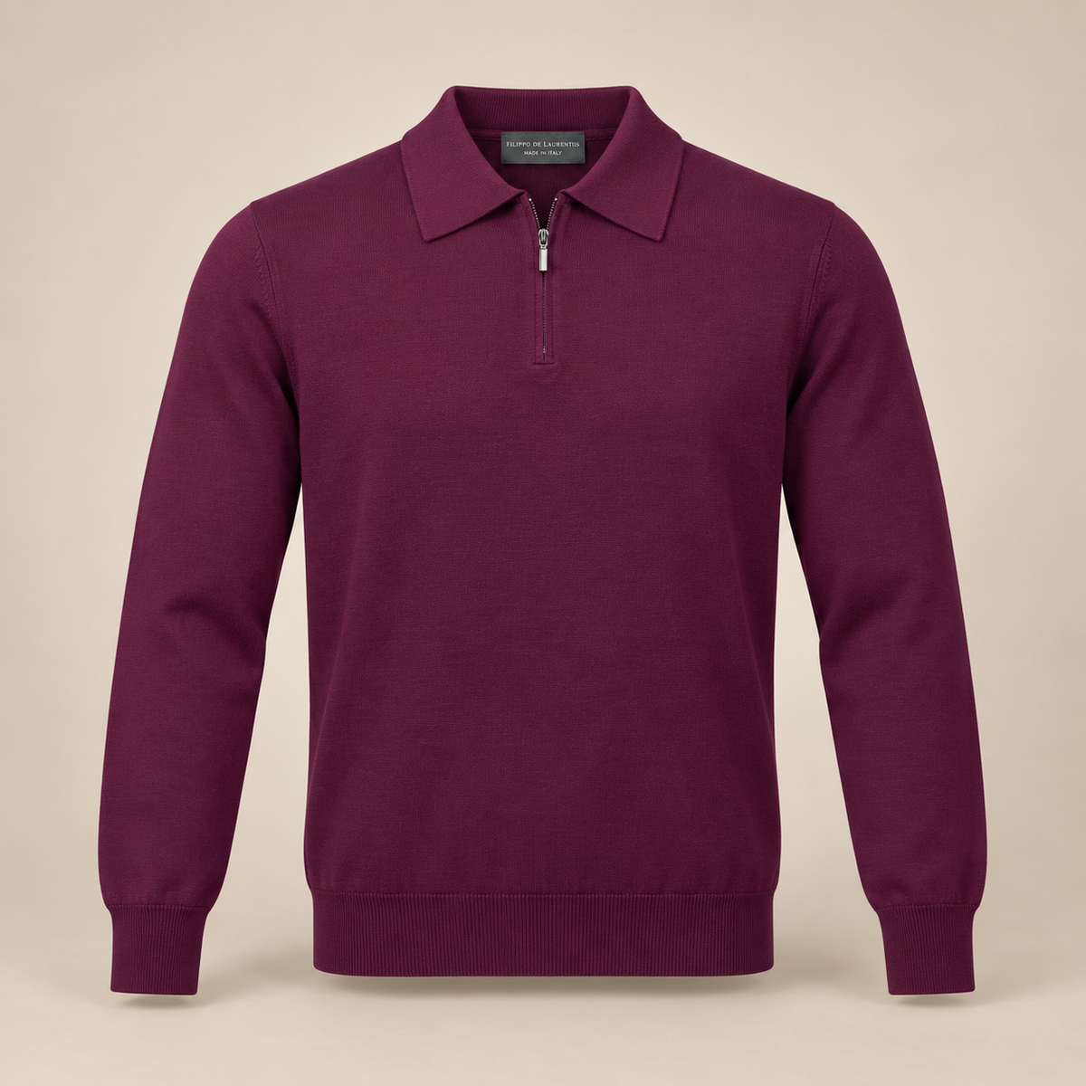 FILIPPO DE LAURENTIIS Zip Polo - Burgundy.