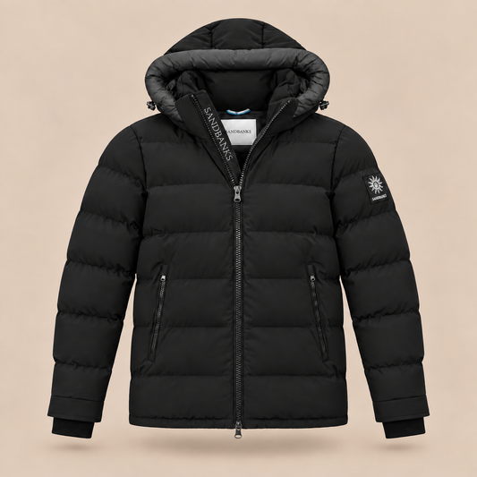 SANDBANKS Banks Puffer Jacket - Black / Grey.