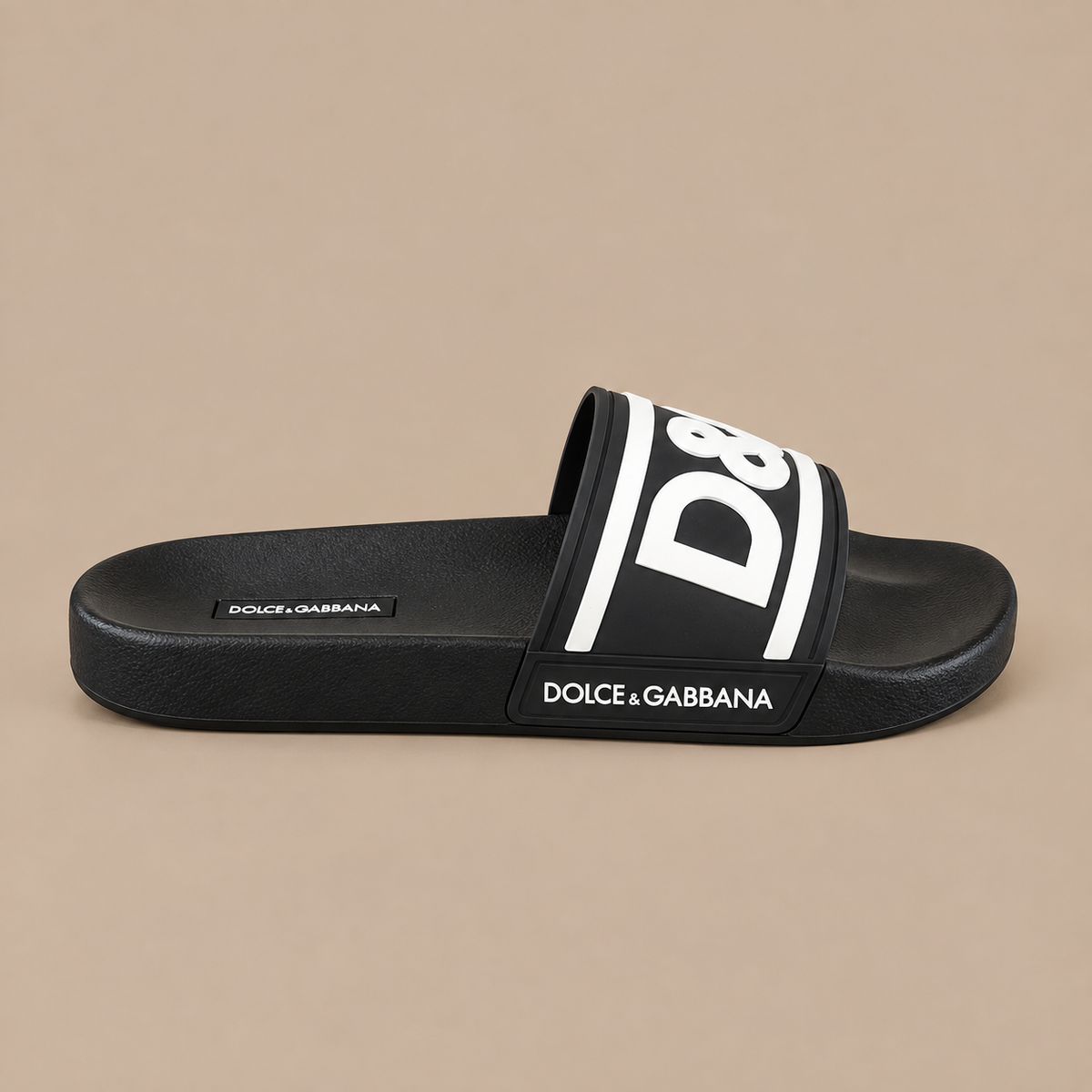DOLCE & GABANNA Logo Pool Slides - Black / White.