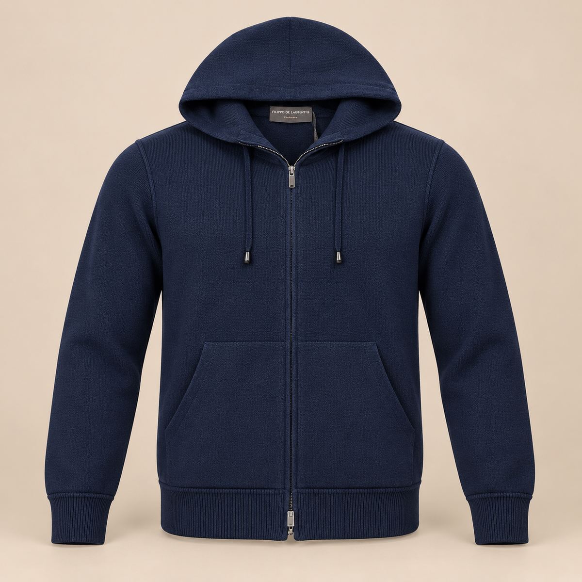 FILIPPO DE LAURENTIIS Zip Hooded Cardigan - Navy.