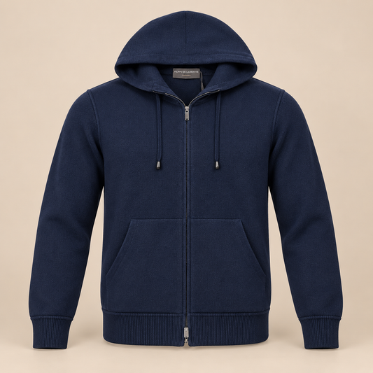 FILIPPO DE LAURENTIIS Zip Hooded Cardigan - Navy.