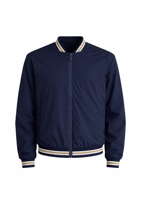 Pal Zileri navy nylon bomber jacket.