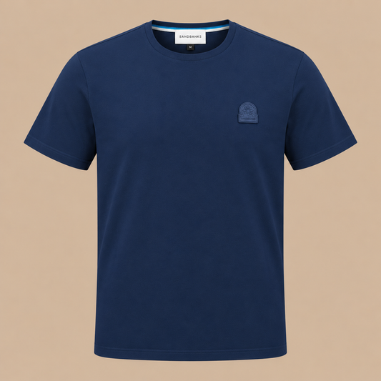 SANDBANKS Rubber Badge Logo Tee - Navy