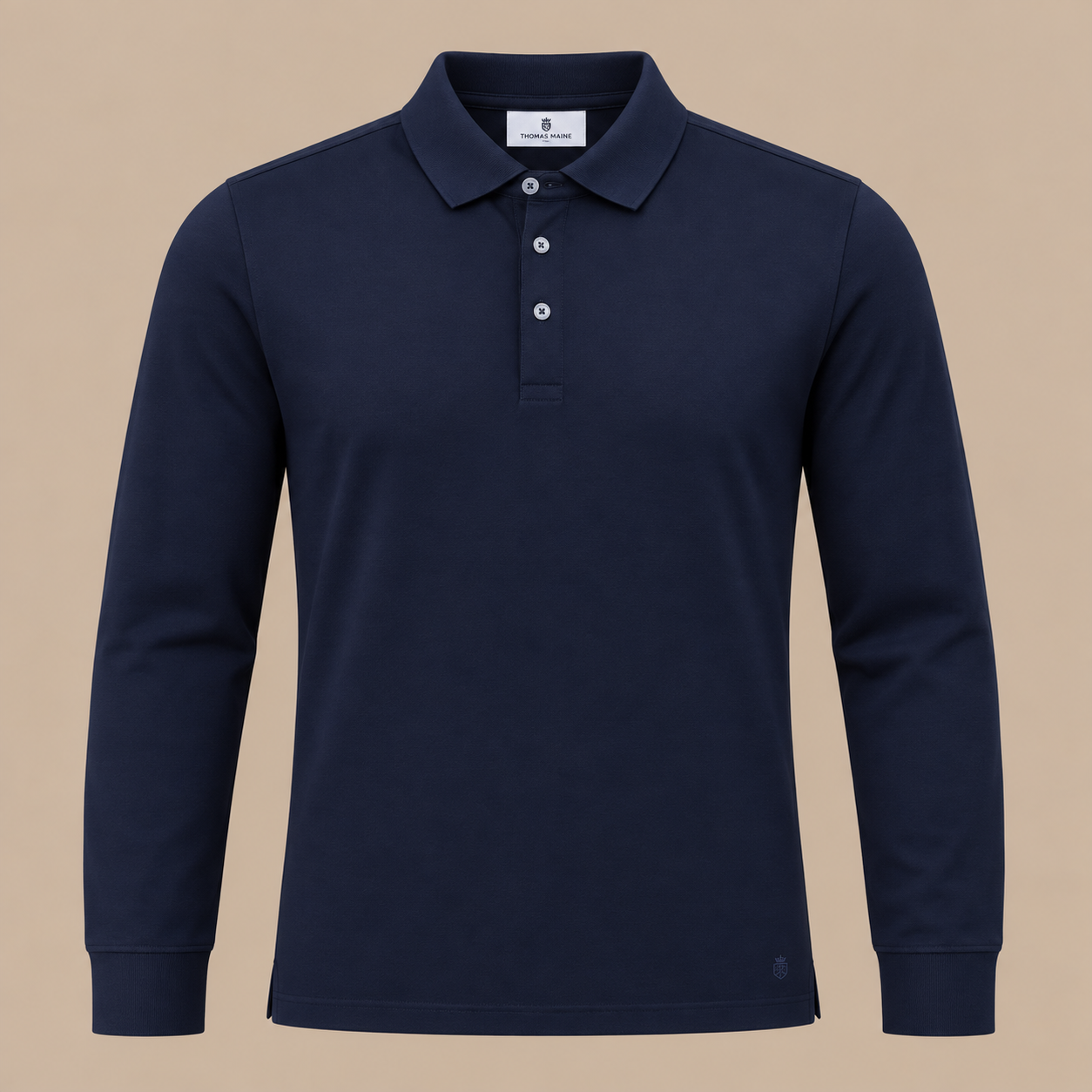 THOMAS MAINE Long Sleeve Polo - Navy.