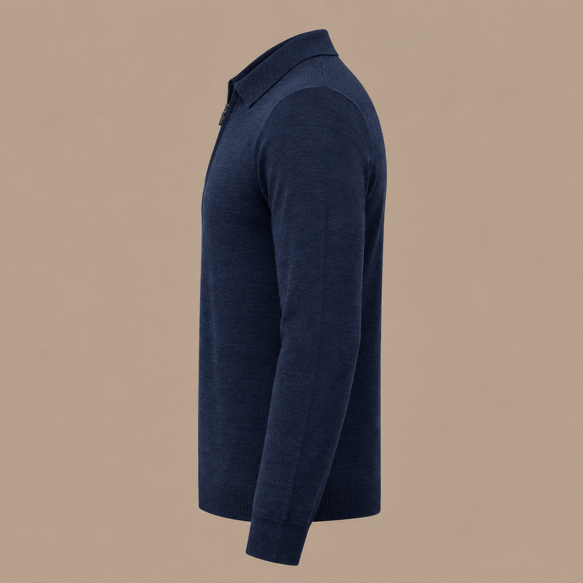 THOMAS MAINE Zip Knit Polo - Deep Blue.