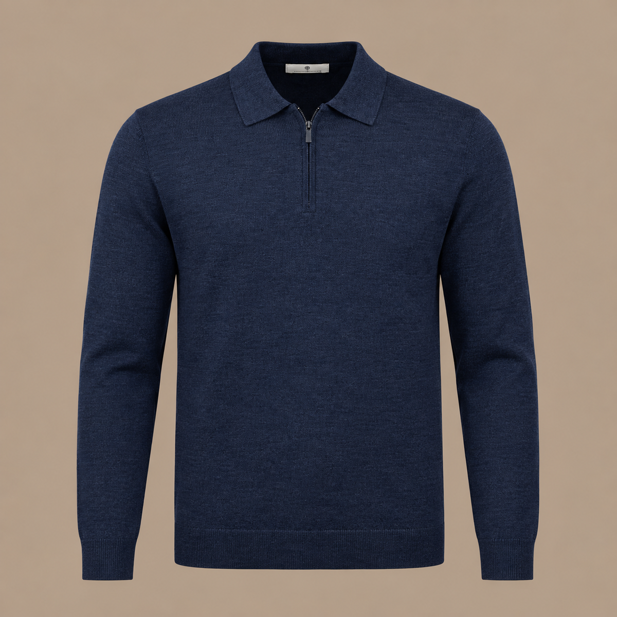 THOMAS MAINE Zip Knit Polo - Deep Blue.