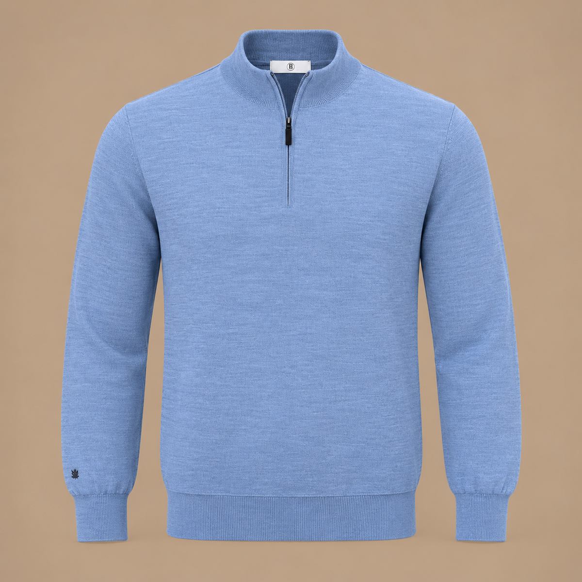 THOMAS MAINE  Crew neck 1/4 Zip Knit Sky Blue.
