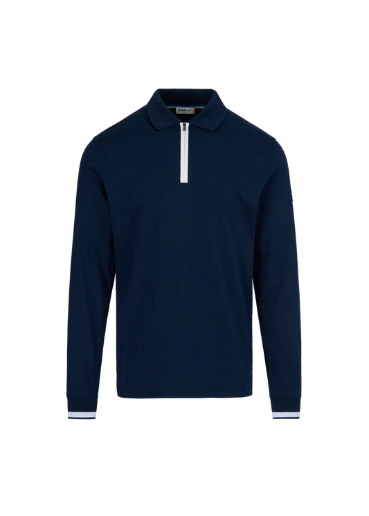 Sandbanks silicone zip long polo (navy)