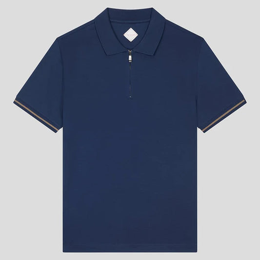 Pal zileri mercerised zip polo (blue)