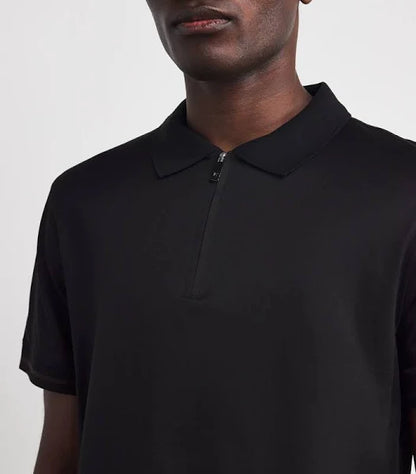 Pal zileri mercerised zip polo (black)