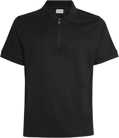 Pal zileri mercerised zip polo (black)