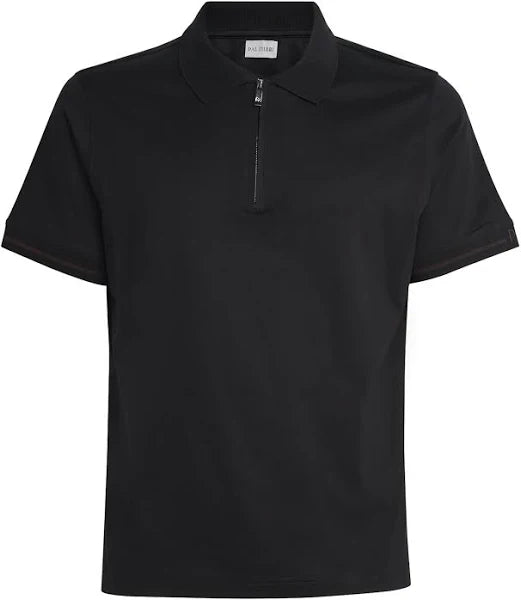 Pal zileri mercerised zip polo (black)